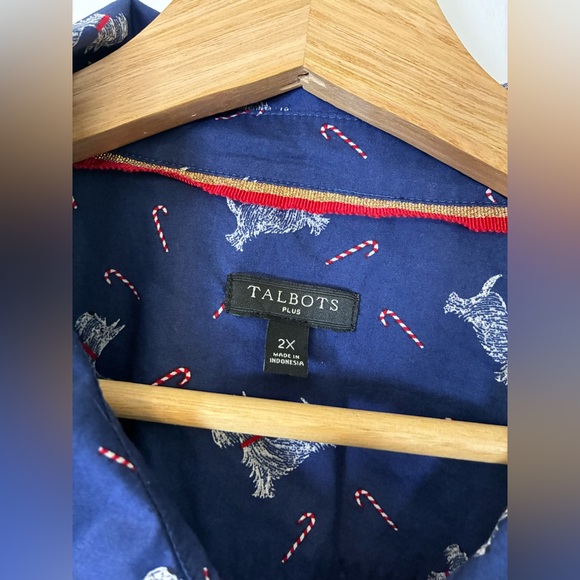 Talbots Scottish Terrier Candy Cane Top 2X button Long Sleeve Christmas Holiday - Picture 5 of 5